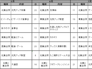 ミニサロン予定表2016,5～７